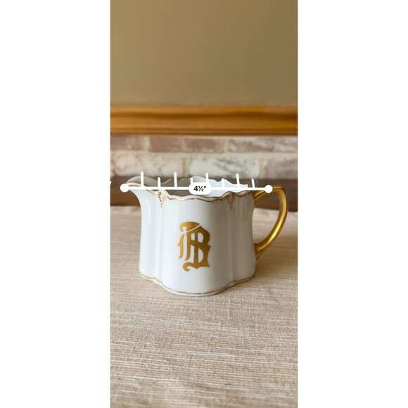 Antique KPM Berlin Porcelain Creamer – Gold Trim Monogram B Royal German China - Picture 14 of 16